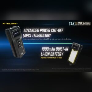Nitecore T4K con tecnología APC de corte de alimentación y batería Li-ion integrada de 1.000 mAh