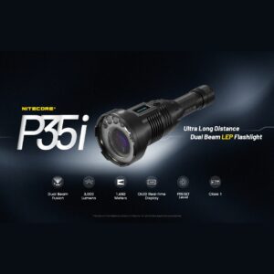 Nitecore P35i, linterna LEP de doble haz, con iconos de 3.000 lúmenes, 1.650 metros, pantalla OLED, nivel PRESET y láser Clase 1
