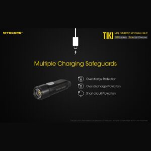 Nitecore TIKI LE negra con protecciones de carga contra sobrecarga, sobredescarga y cortocircuito