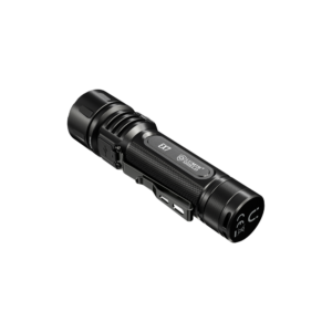 Linterna Nitecore EX7 en vista lateral con el clip bidireccional