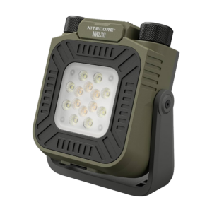 Luz de trabajo Nitecore NWL30 verde oliva con panel de LED frontal y soporte