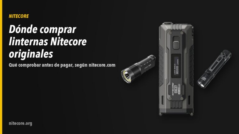 Linternas Nitecore TM20K, EDC37, EDC31 sobre fondo oscuro