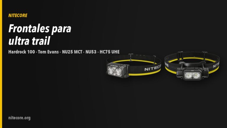 Home-new 19 Frontales Nitecore NU25 MCT, NU53 y HC75 UHE sobre fondo oscuro