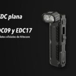 Linternas Nitecore EDC09, EDC17 EU sobre fondo oscuro