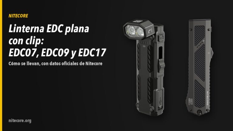 Linternas Nitecore EDC09, EDC17 EU sobre fondo oscuro