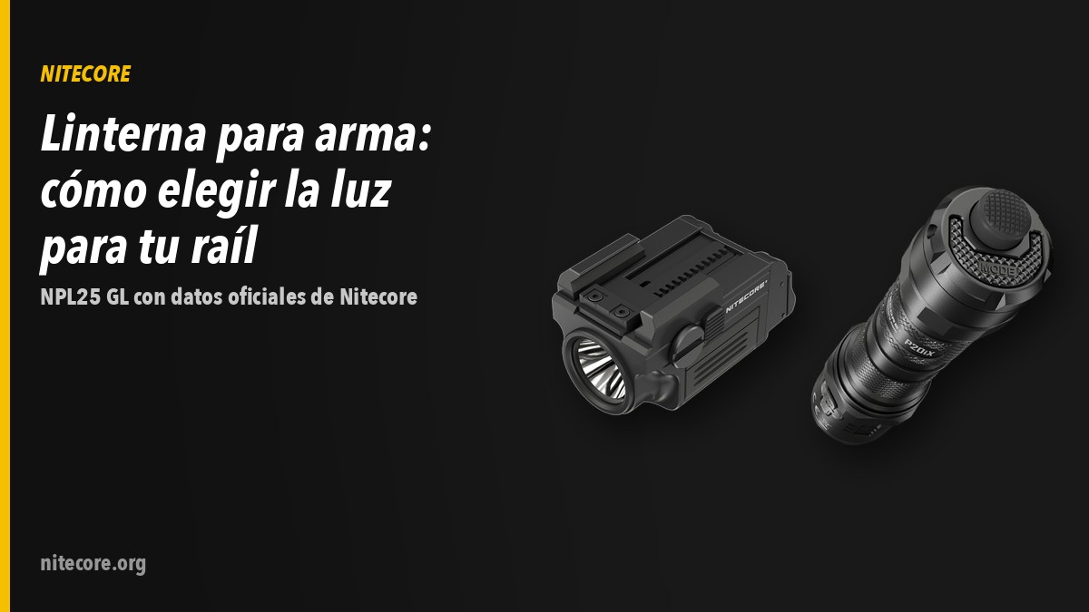 Linternas Nitecore NPL25 GL, P20IX sobre fondo oscuro