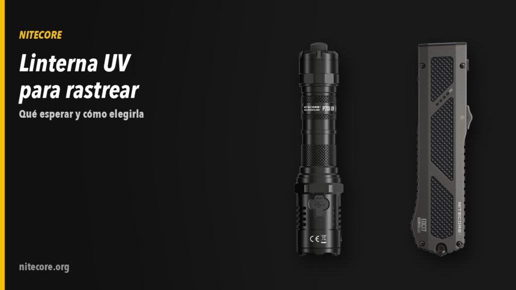 Linternas Nitecore P20iUV, EDC17 EU sobre fondo oscuro