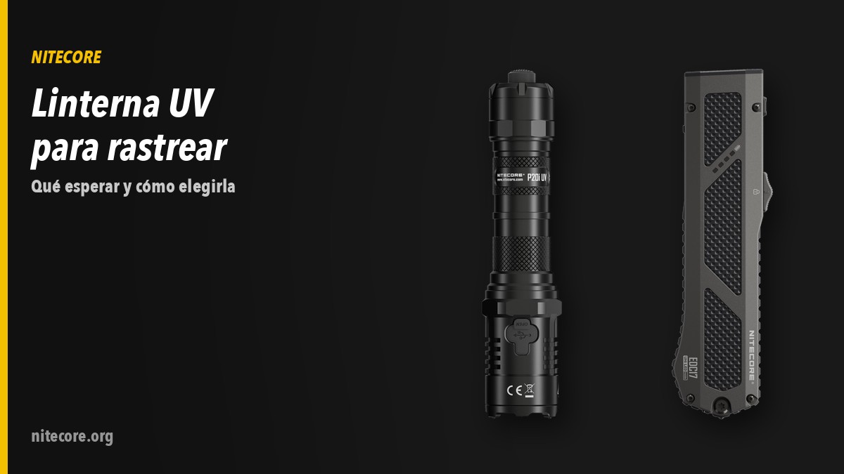 Linternas Nitecore P20iUV, EDC17 EU sobre fondo oscuro