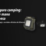 Linternas para camping: frontal, linterna de mano o luz de mesa, y cómo elegir 3 Linternas Nitecore NWL30, NU25 MCT, EDC09 sobre fondo oscuro