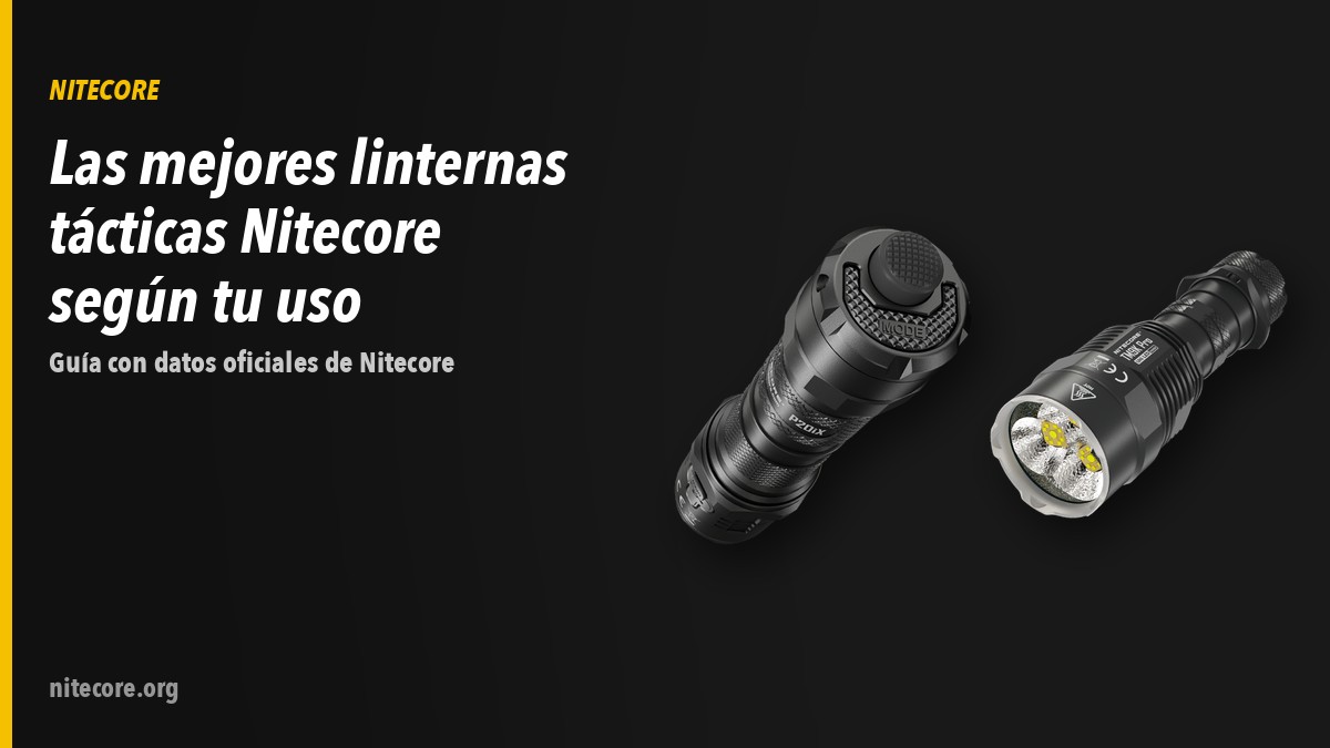 Linternas Nitecore P20IX, TM9KPRO sobre fondo oscuro