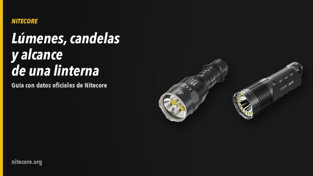 ¿Qué son los lúmenes en una linterna? Lúmenes, candelas y cuántos necesitas 6 Linternas Nitecore TM9KPRO, TM20K sobre fondo oscuro