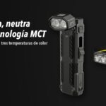 Luz cálida, neutra o fría: qué es la tecnología MCT de Nitecore y cuándo usar cada una 3 Linterna Nitecore EDC09 y frontal NU25 MCT sobre fondo oscuro