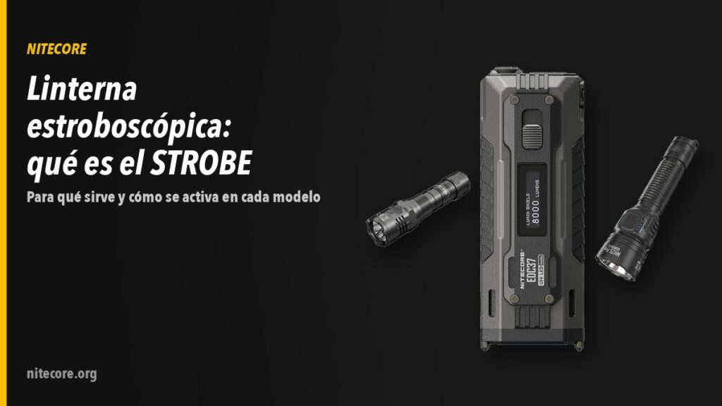 Linternas Nitecore P20IX, EDC37, MH25PRO sobre fondo oscuro