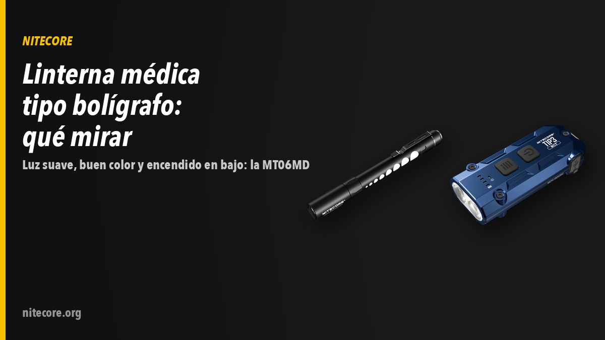 Linternas Nitecore MT06, TIP sobre fondo oscuro