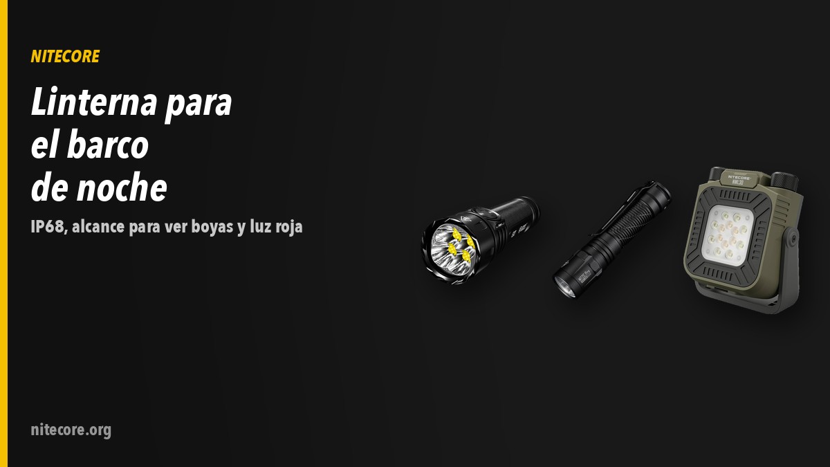 Linternas Nitecore EX7, MT2C PRO, NWL30 sobre fondo oscuro