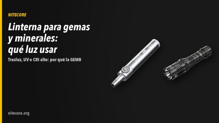 Home-new 19 Linternas Nitecore GEM8, P20iUV sobre fondo oscuro