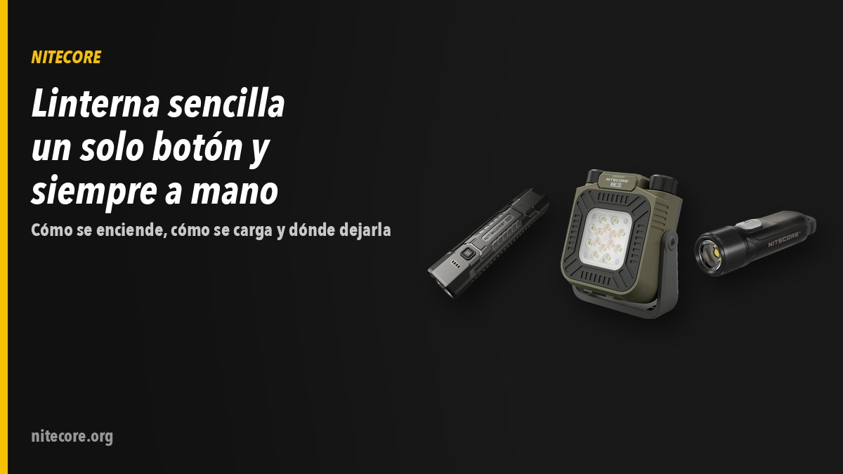 Linternas Nitecore FL-NITE-EDC07-BK, NWL30, TIKI LE sobre fondo oscuro
