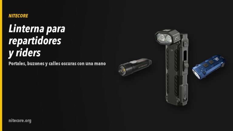 Linternas Nitecore TIKI LE, EDC09, TIP sobre fondo oscuro