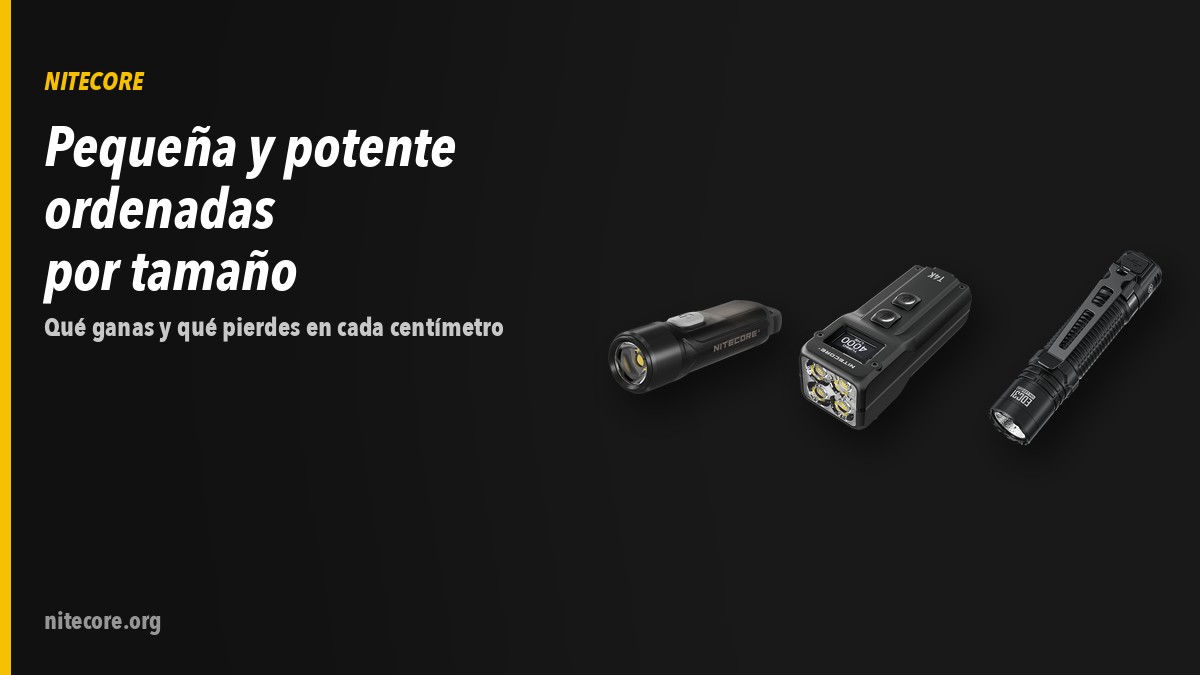 Linternas Nitecore TIKI LE, T4K, EDC31 sobre fondo oscuro