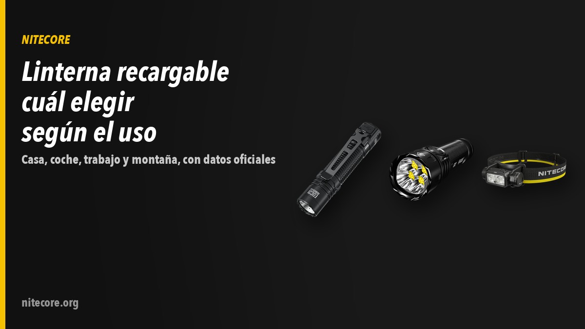 Linternas Nitecore EDC31, EX7, NU53 sobre fondo oscuro