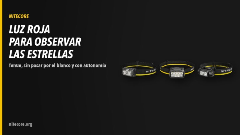 Linternas Nitecore NU25 MCT, HA25 UHE, NU53 sobre fondo oscuro