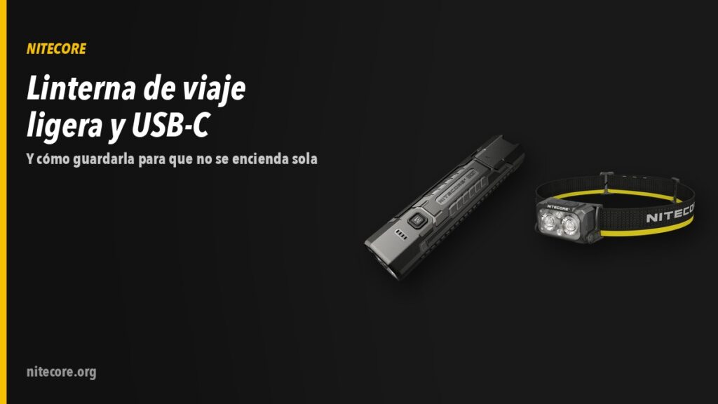 Linternas Nitecore FL-NITE-EDC07-BK, NU25 MCT sobre fondo oscuro