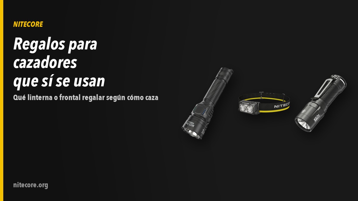 Linternas Nitecore MH25PRO, NU25 MCT, MT1C PRO sobre fondo oscuro