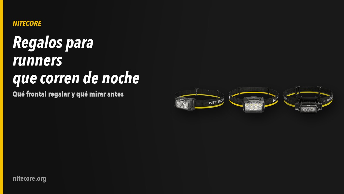 Linternas Nitecore NU25 MCT, HA25 UHE, NU43 sobre fondo oscuro