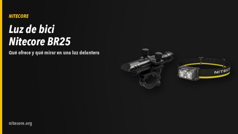 Linternas Nitecore BR25, NU25 MCT sobre fondo oscuro