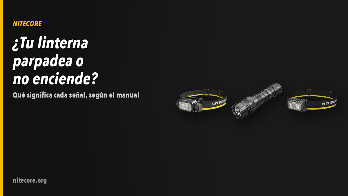 Linternas Nitecore HC75 UHE, P20IX, NU25 MCT sobre fondo oscuro