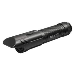 Luz de bicicleta Nitecore BR25 sin soporte, vista lateral con el botón y el grabado BR25
