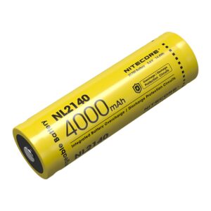 Batería recargable Nitecore NL2140 21700 de 4000 mAh y 3,6 V, amarilla, con el rótulo de circuito de protección